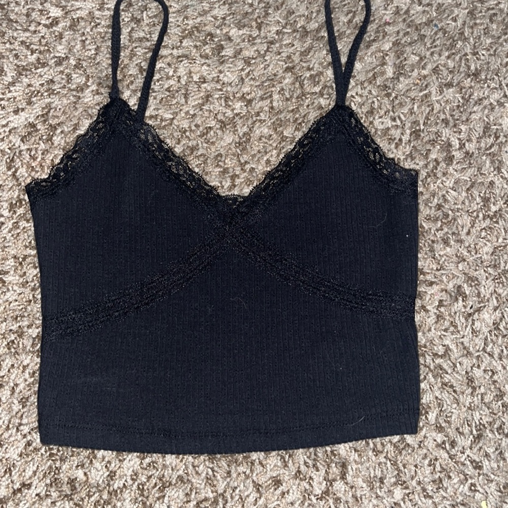 Black Cropped Tank w/ Lace lining